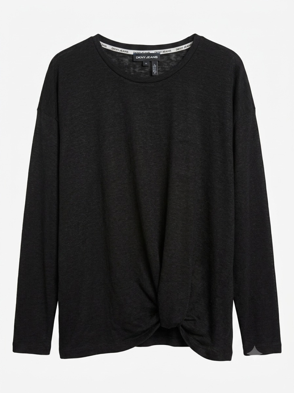 DKNY Jeans Black Long Sleeve Twist Front Top -XL